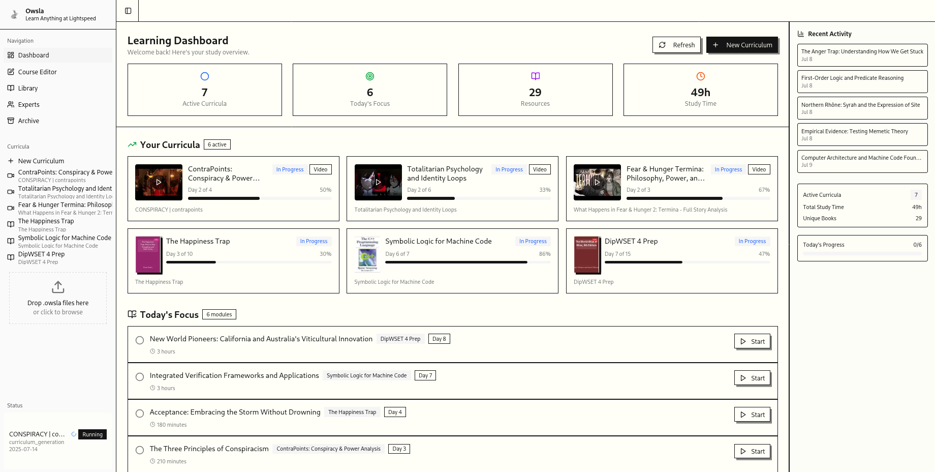 Owsla Dashboard Preview